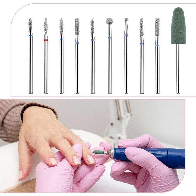 salbsever 10 PCS Nail Drill Bits Set, Russian Manicure Drill Bits, Cuticle Remover Nail Products for Manicure Pedicure for Home and NailSalon - Image 3